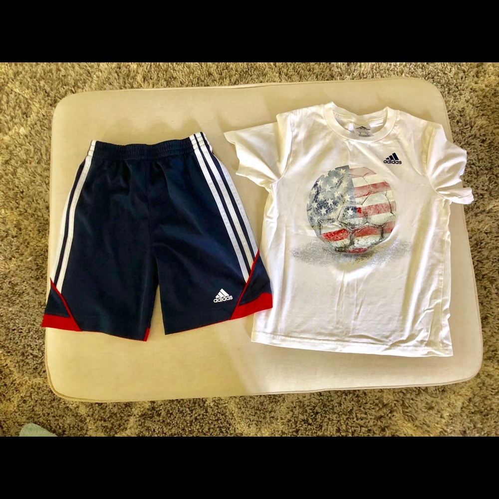 Adidas tee and shorts set, boy’s size 5